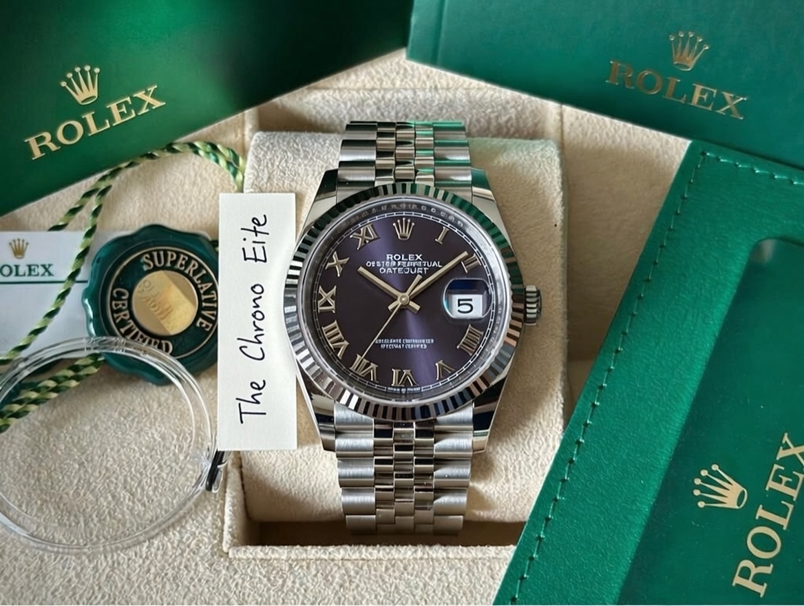 Rolex Datejust 126234 aubergine diamond dial 36mm Jubilee for sale