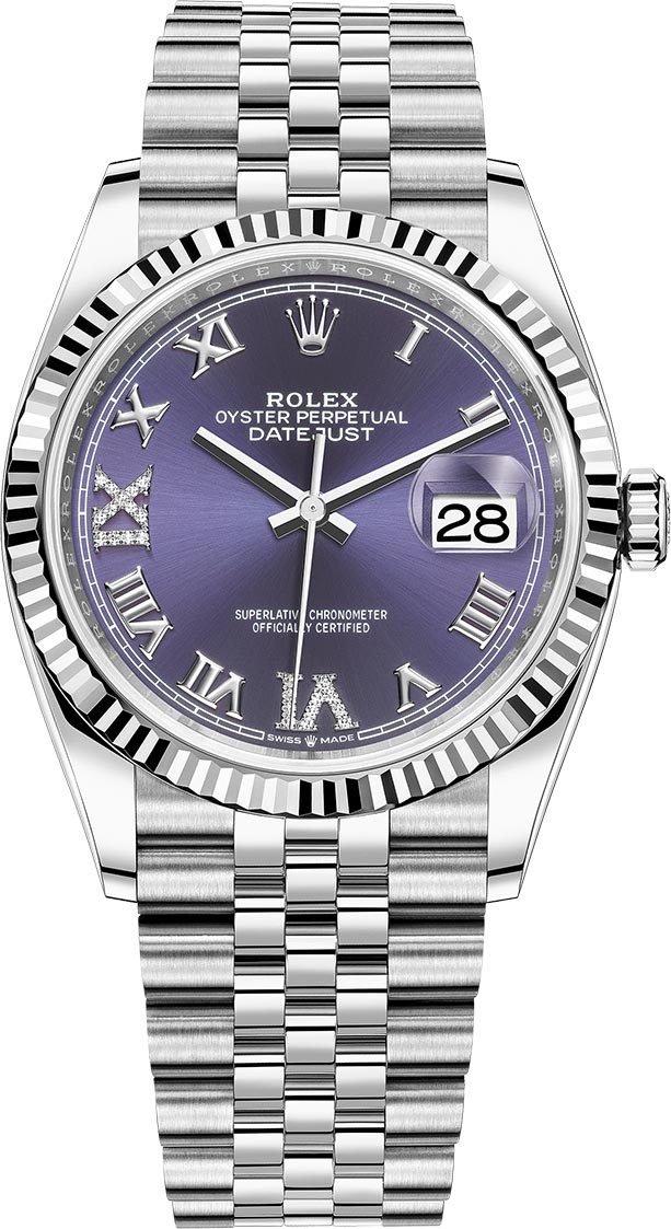 Rolex Datejust 126234 aubergine diamond dial 36mm Jubilee for sale