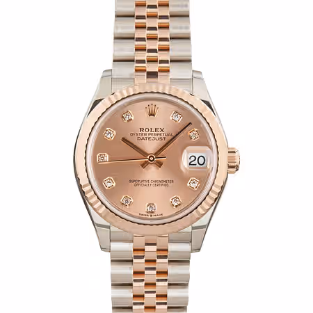 Rolex Datejust 31mm silver diamond dial two-tone Jubilee