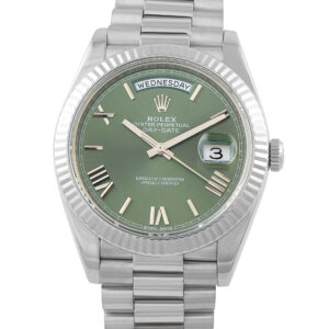 Rolex Day-Date 40mm white gold green Roman dial President for sale