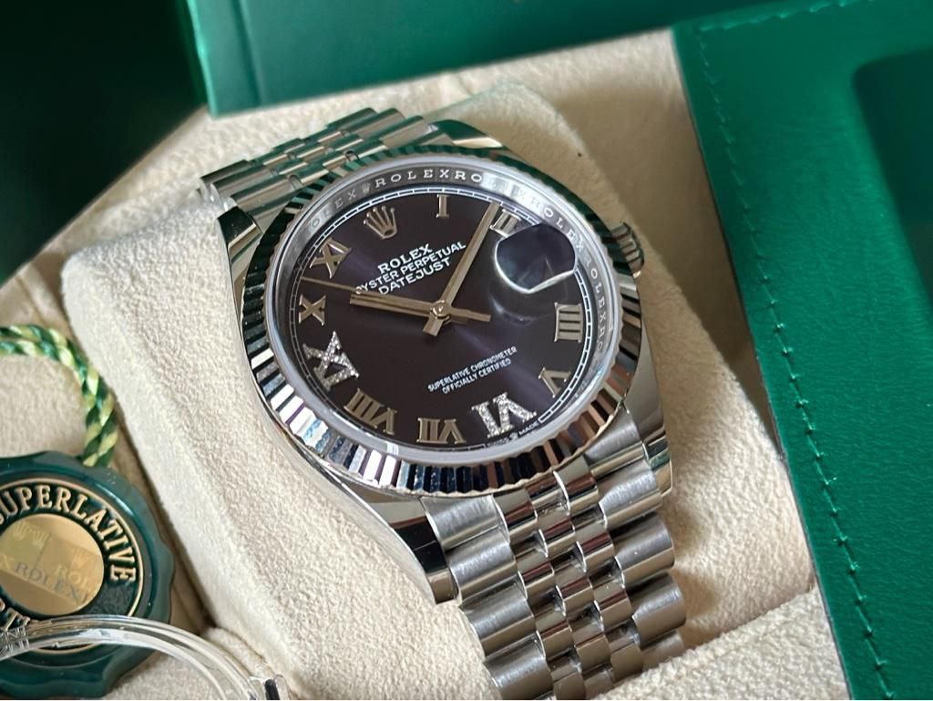 Rolex Datejust 126234 aubergine diamond dial 36mm Jubilee for sale