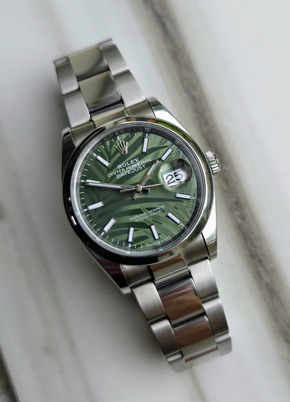 Rolex Datejust 36mm palm motif dial green Jubilee for sale
