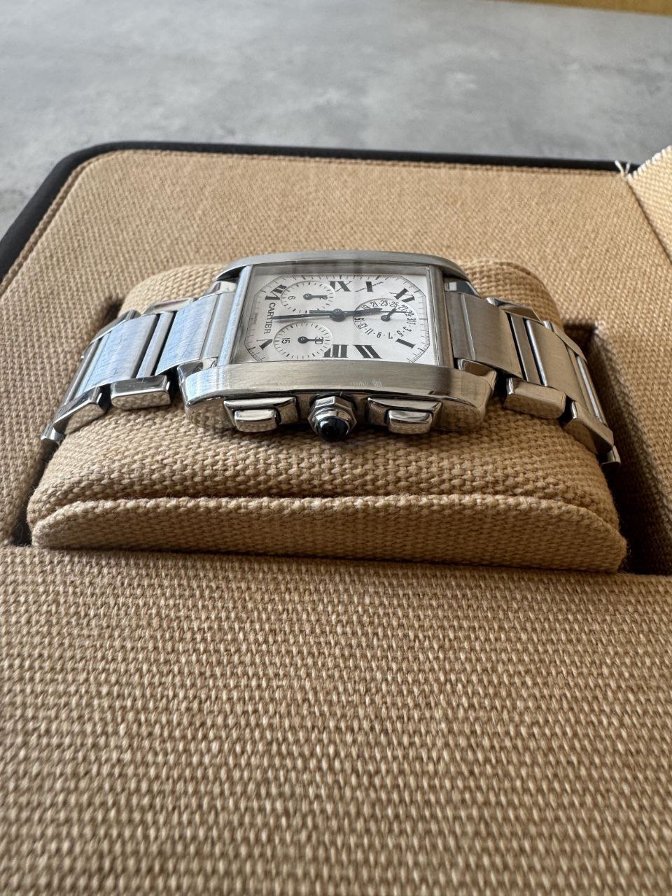 Cartier Tank Française Chronoflex 2303 White Dial Chronograph for sale