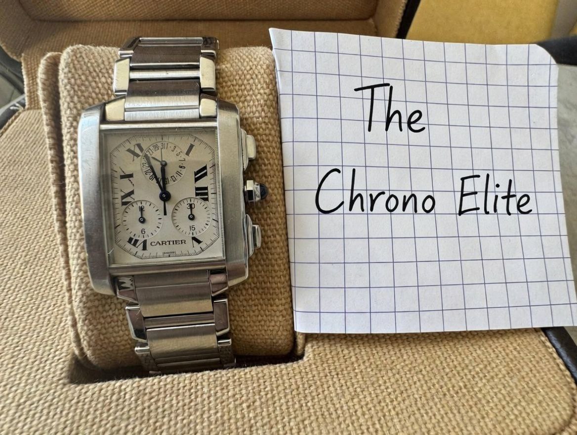 Cartier Tank Française Chronoflex 2303 White Dial Chronograph for sale