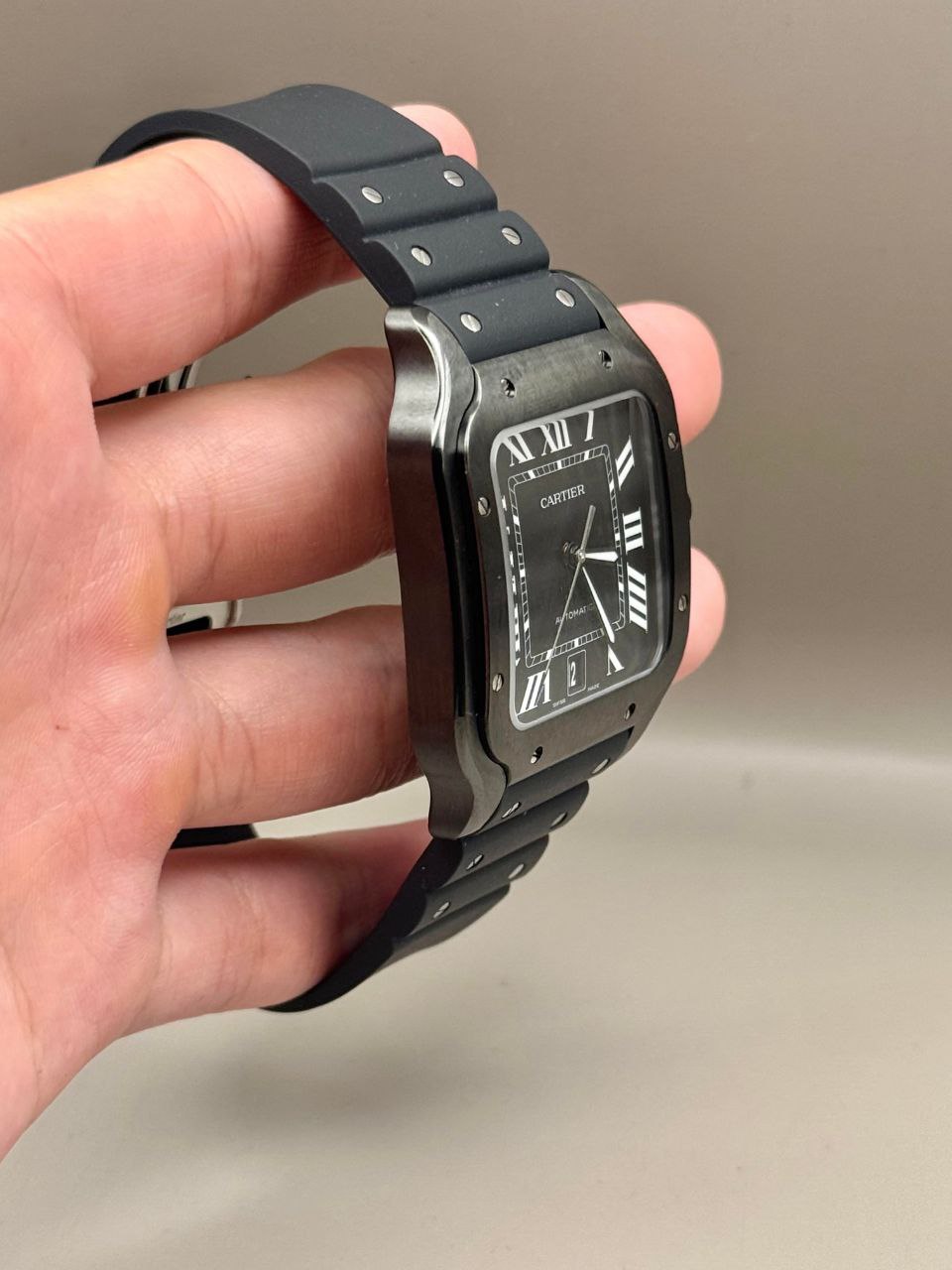 Cartier Santos Large WSSA0039 ADLC Black Dial Rubber for sale