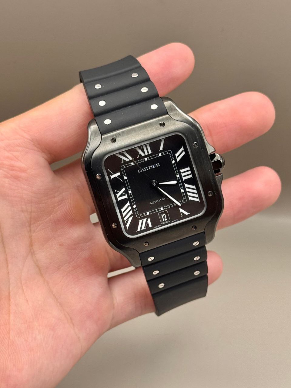 Cartier Santos Large WSSA0039 ADLC Black Dial Rubber for sale