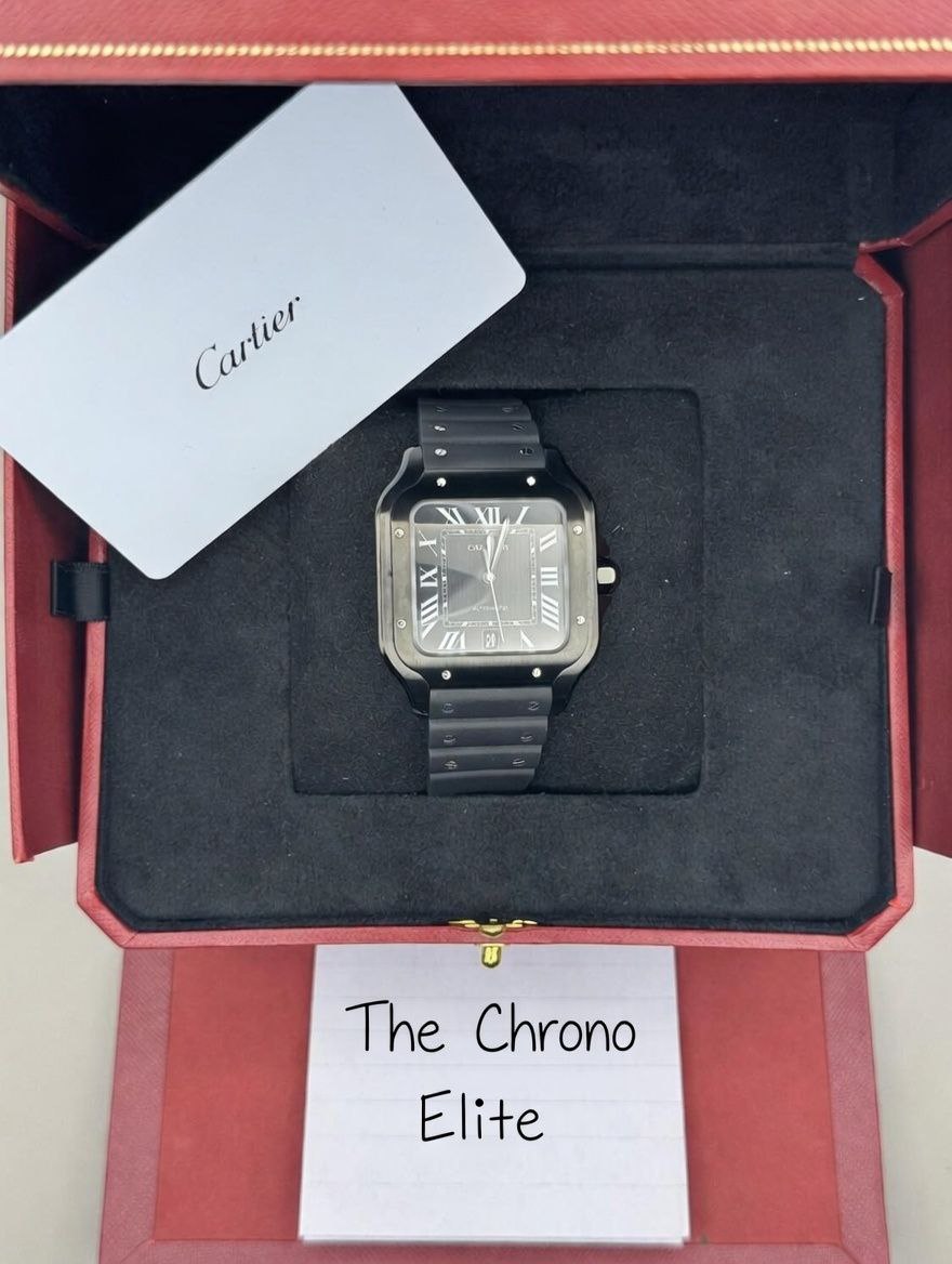 Cartier Santos Large WSSA0039 ADLC Black Dial Rubber for sale