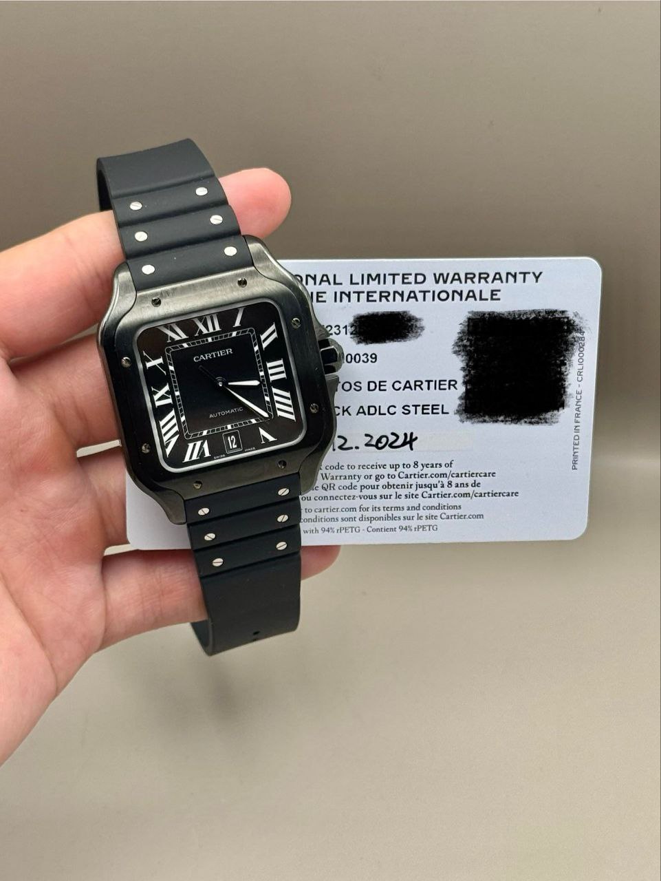 Cartier Santos Large WSSA0039 ADLC Black Dial Rubber for sale