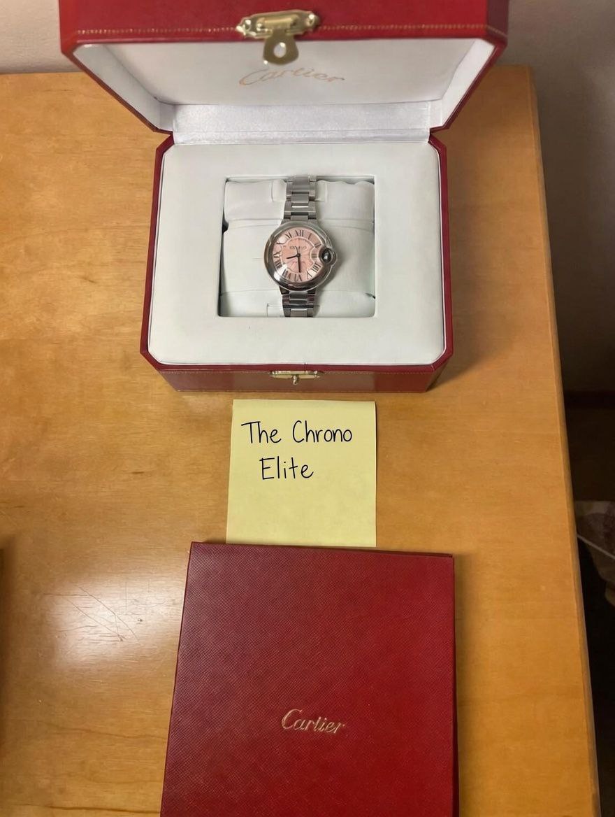 Cartier Ballon Bleu W6920100 Pink Dial Roman Numerals 36mm for sale