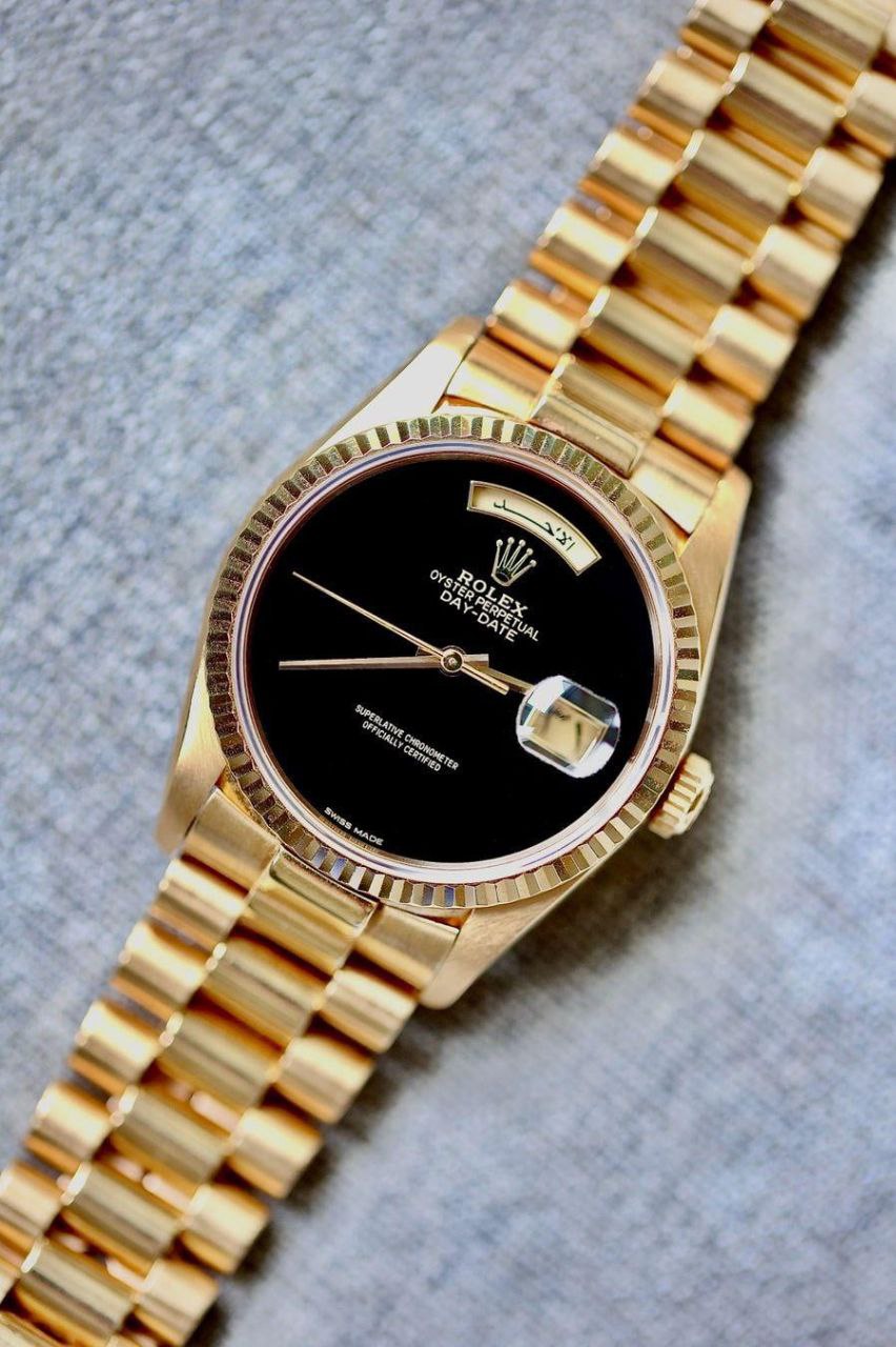 Rolex Day-Date 18238 Yellow Gold Roman Onyx Dial President for sale