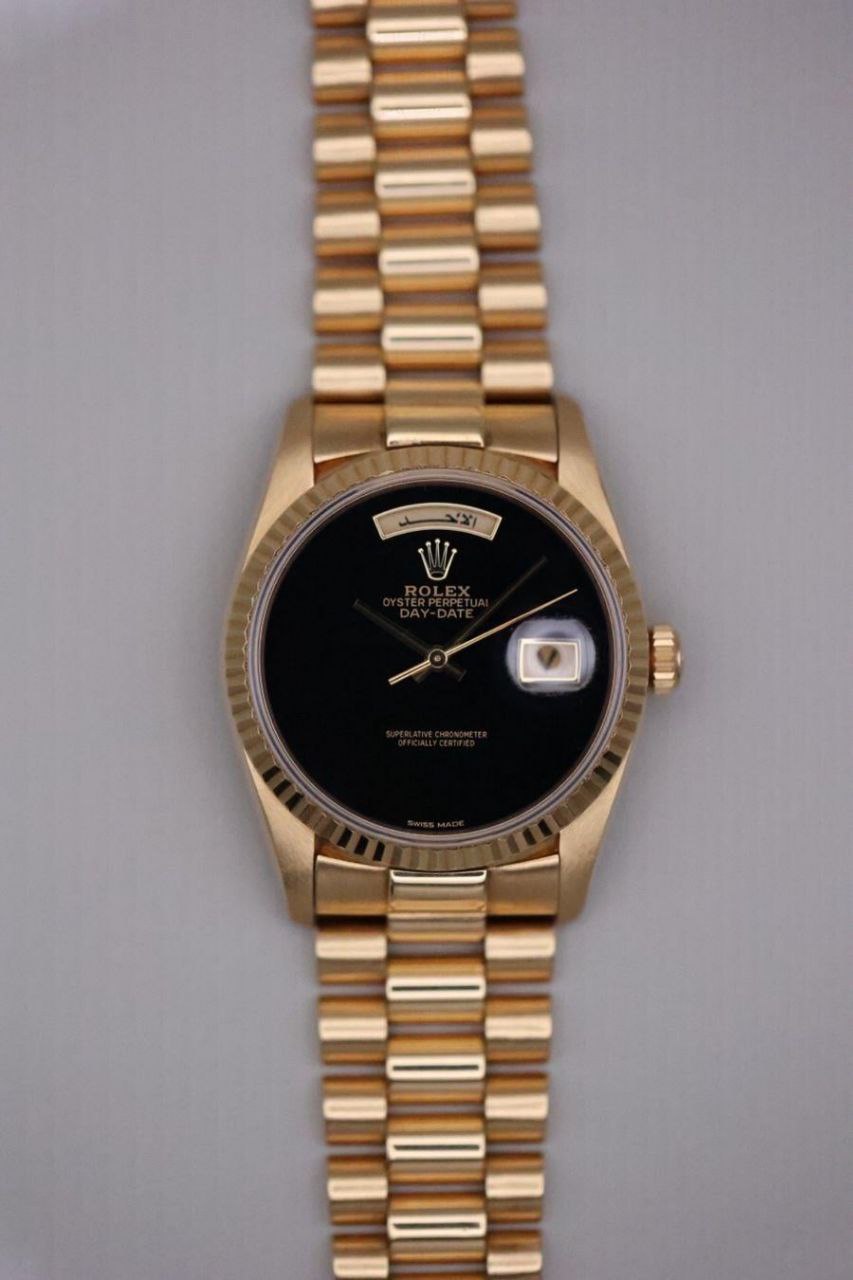 Rolex Day-Date 18238 Yellow Gold Roman Onyx Dial President for sale