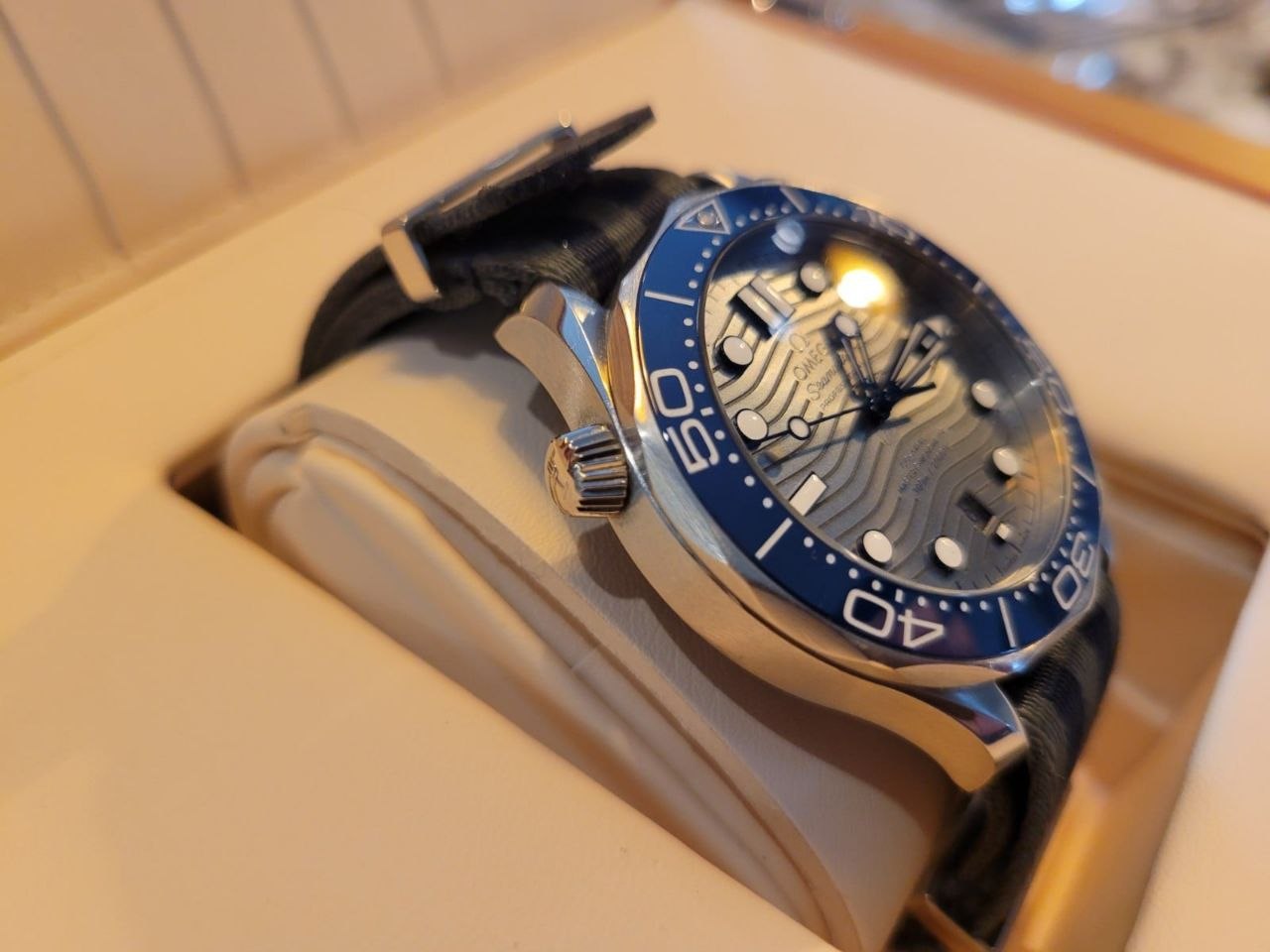 Omega Seamaster Professional 300M Wave Dial Blue Bezel for sale