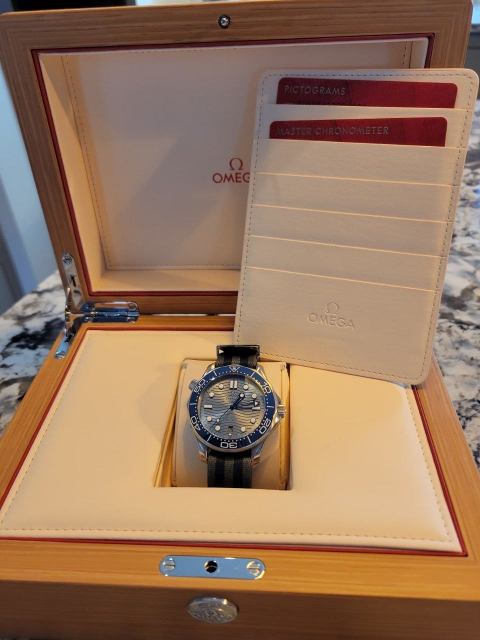 Omega Seamaster Professional 300M Wave Dial Blue Bezel for sale