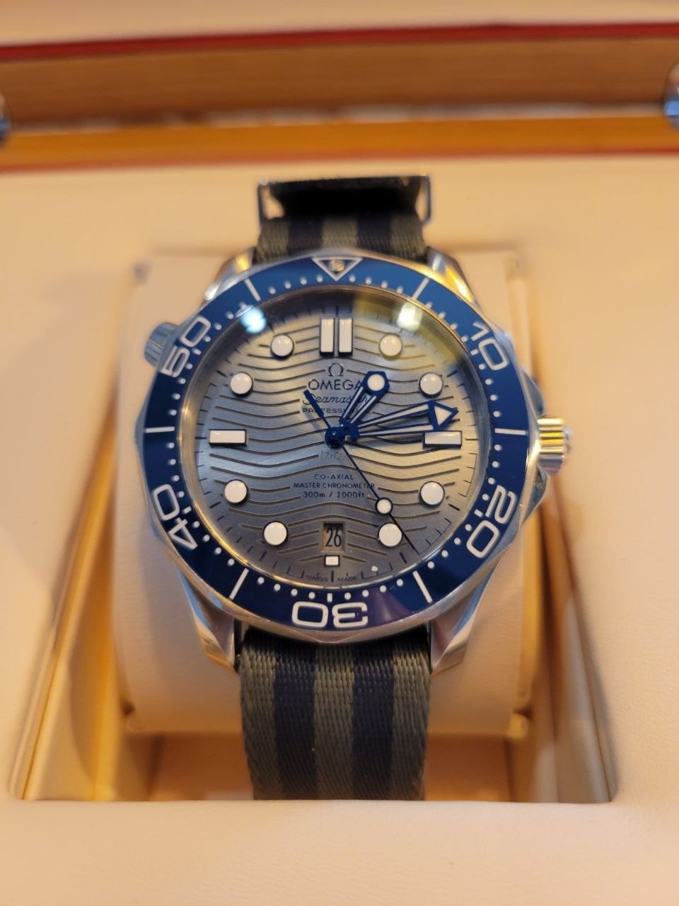 Omega Seamaster Professional 300M Wave Dial Blue Bezel for sale