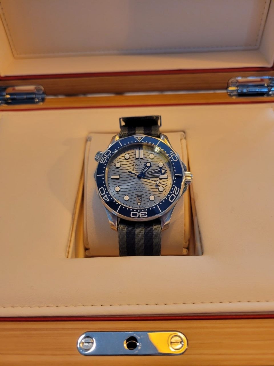 Omega Seamaster Professional 300M Wave Dial Blue Bezel for sale