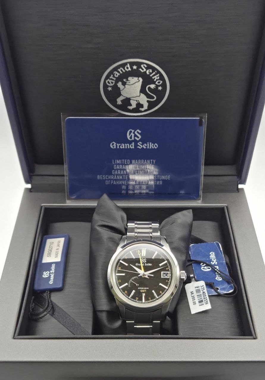 Grand Seiko SBGE271 Elegance Black Dial GMT Spring Drive for sale