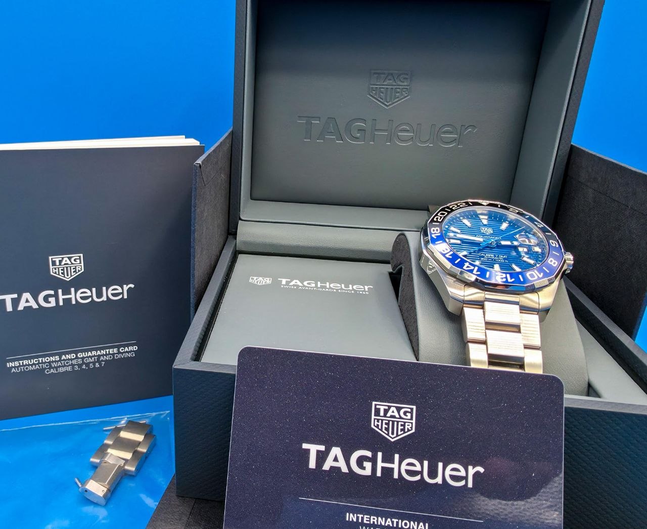 TAG Heuer Aquaracer Professional 300 GMT WAY201T blue dial for sale