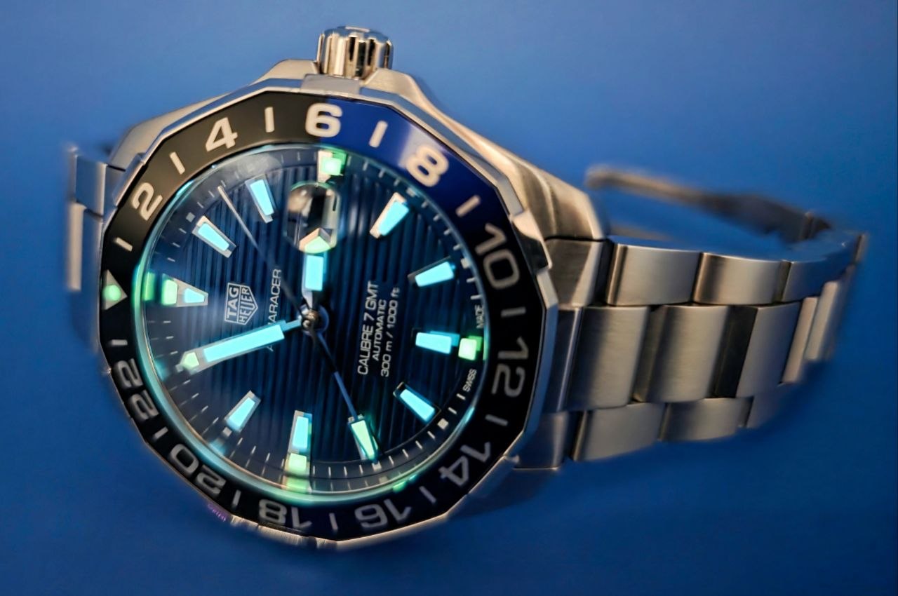 TAG Heuer Aquaracer Professional 300 GMT WAY201T blue dial for sale