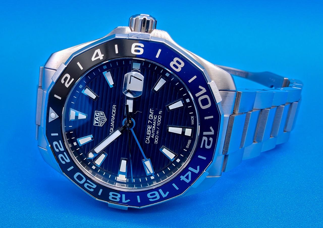 TAG Heuer Aquaracer Professional 300 GMT WAY201T blue dial for sale