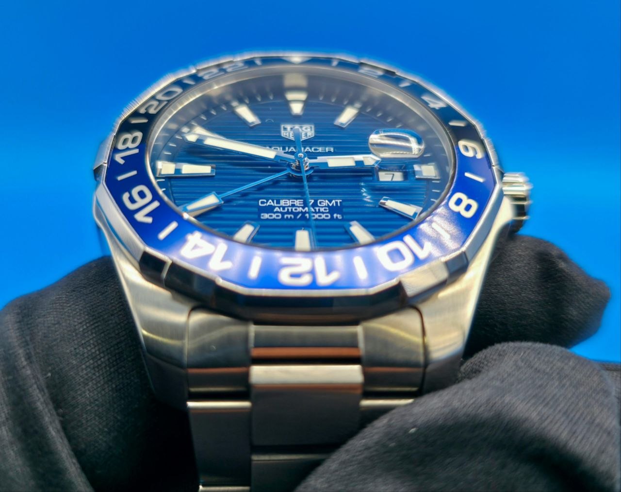 TAG Heuer Aquaracer Professional 300 GMT WAY201T blue dial for sale