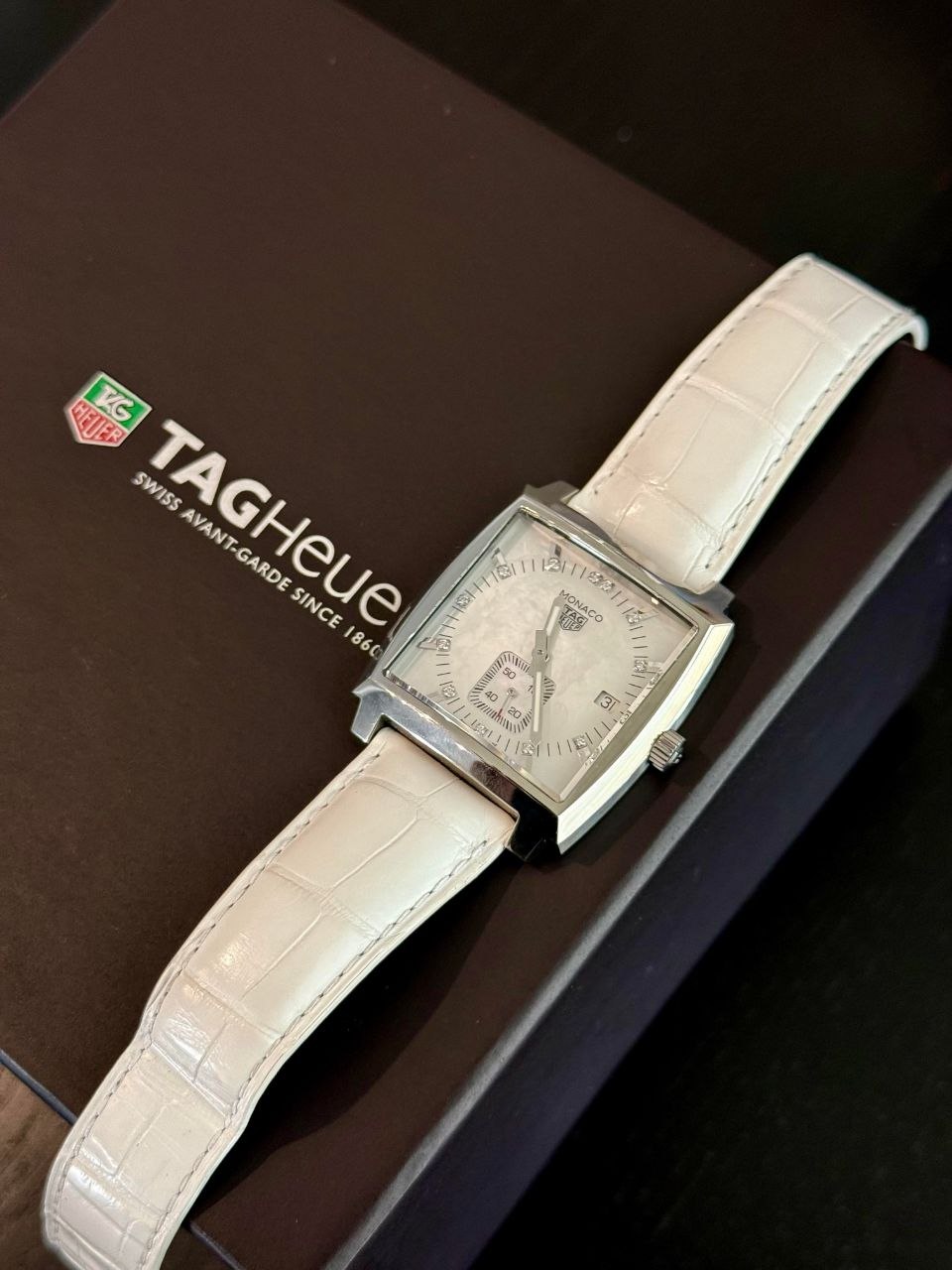 TAG Heuer Monaco Quartz WAW131B white mother of pearl for sale