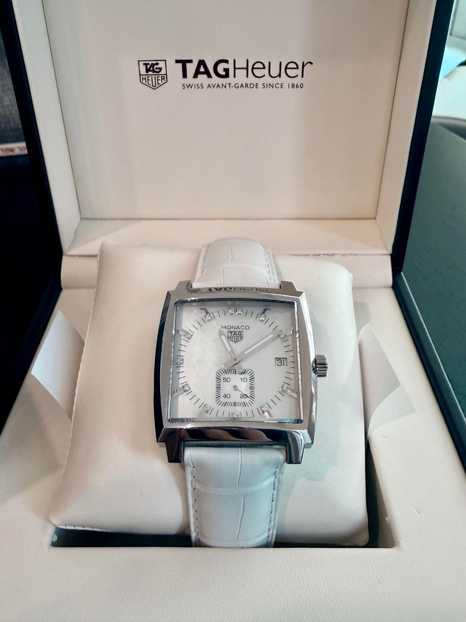 TAG Heuer Monaco Quartz WAW131B white mother of pearl for sale